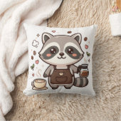 アライグマ バリスタ 枕 かわいい コーヒー (ブランケット)