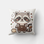 アライグマ バリスタ 枕 かわいい コーヒー (裏面)