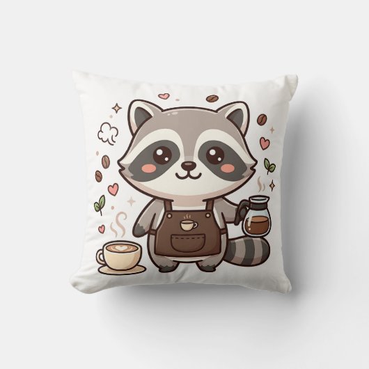 アライグマ バリスタ 枕 かわいい コーヒー (正面)