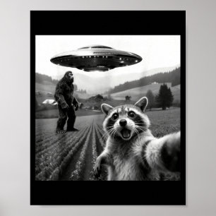 アライグマ ビッグフット 自撮り UFO 面白い アライグマ エイリアン ビッグフット ポスター