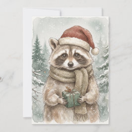 アライグマ ビンテージ ウッドランド ホリデー 冬 クリスマス ノートカード