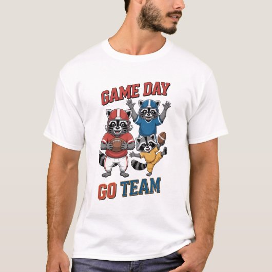 アライグマ フットボール ゲームデイTシャツ Tシャツ (正面)
