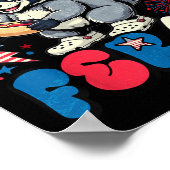 アライグマ ホットドッグ 花 赤 白 そして 野生のアメリカ ポスター (角)