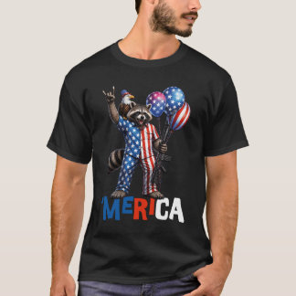 アライグマ メリカ ロック アメリカ国旗 愛国 サスカッチ 4 Tシャツ