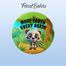 アライグマ、再び地球を素晴らし作る、環境 缶バッジ