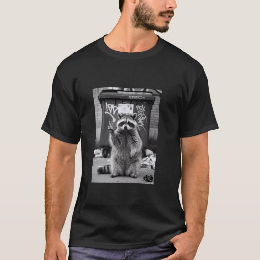 アライグマ 楽しい アライグマ 自撮り ゴミ箱 ダストビン 1 Tシャツ (正面)