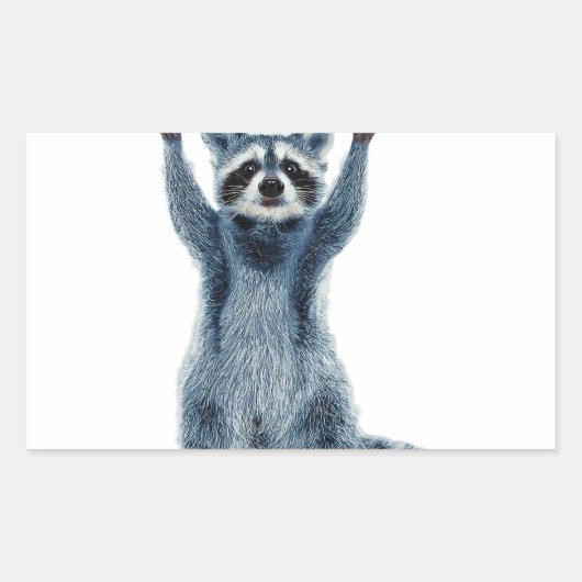 アライグマ – 自然アライグマ – かわいいアライグマ 長方形シール (正面)