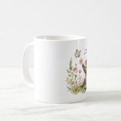 アライグマ 蝶 花 愛 コーヒーマグカップ (正面左)