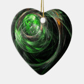 アラウンドザワールドグリーン抽象芸術アートハートオーナメント セラミックオーナメント (右)