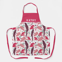 アラオウム赤トロピカルリーフパターン名 エプロン