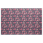 アラオウム赤ブルー熱帯パターン ファブリック (ヤード)