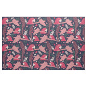 アラオウム赤ブルー熱帯パターン ファブリック (ファットクウォーター)