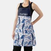 アラオウム青ピンク熱帯の葉のパターン名 エプロン (インサイチュ)