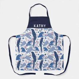 アラオウム青ピンク熱帯の葉のパターン名 エプロン