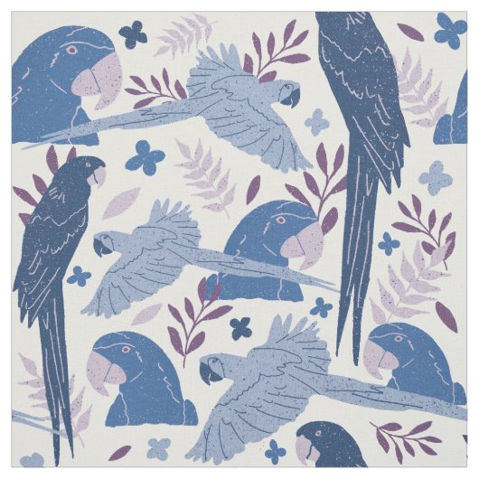 アラオウム青ピンク熱帯パターン ファブリック (見本)