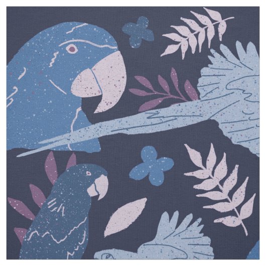 アラオウム青ピンク熱帯パターン ファブリック (見本)