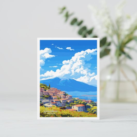 アラコバギリシャアートトラベルヴィンテージイラストレーション ポストカード (スタンド正面)