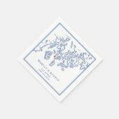 アラゴスタディアアイルメーンマップエレガントなネイビーウェディング スタンダードカクテルナプキン (角)