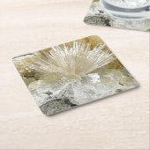 アラゴナイトと石英 スクエアペーパーコースター (アングル)