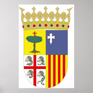 アラゴンコートオブアームズ公式スペインのシンボルHeraldry ポスター