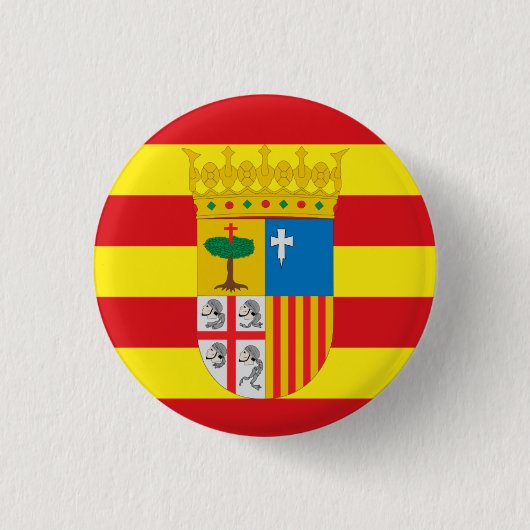 アラゴン国旗(自律コミュニティ)スペイン 缶バッジ (正面)