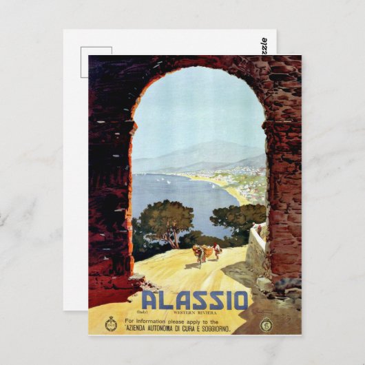 アラシオ海岸，イタリア，アーチからのビュー，ヴィンテージ ポストカード (正面/裏面)