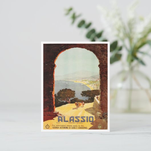 アラシオ、西リビエラのイタリアのヴィンテージ旅行 ポストカード (スタンド正面)