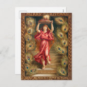 アラジンのランプから炎のランプを持つ女性 シーズンポストカード (正面/裏面)