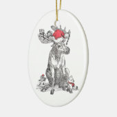 アラスお洒落ワイルドライフクリスマスオーバルオーナメント セラミックオーナメント (左)