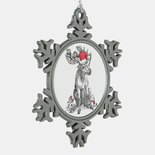 アラスカおもしろいワイルドライフクリスマススノーフレークオーナメント スノーフレークピューターオーナメント (左)