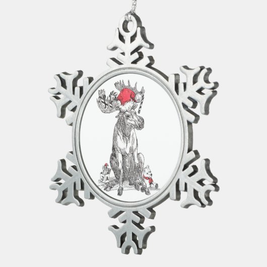 アラスカおもしろいワイルドライフクリスマススノーフレークオーナメント スノーフレークピューターオーナメント (右)