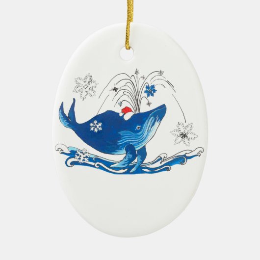 アラスカお洒落クリスマスワイルドライフオーバルオーナメント セラミックオーナメント (正面)