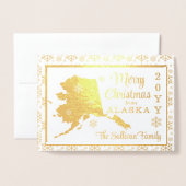 アラスカからのメリークリスマス州 |写真 箔カード (封筒付き正面)