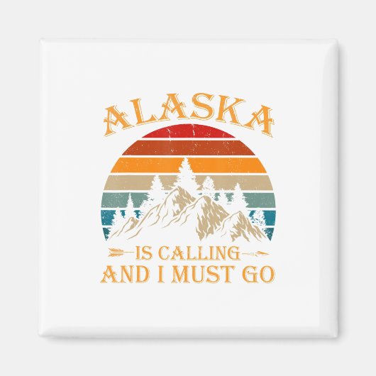 アラスカがレトロヴィンテージ山自然を呼び出す マグネット (正面)