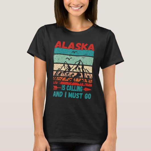 アラスカが呼んでいる、行かなければ Vintage Mountains Tシャツ (正面)