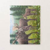 アラスカのアメリカヘラジカ家族のパズル ジグソーパズル (縦)