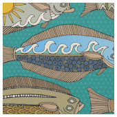 アラスカのオヒョウのティール（緑がかった色） ファブリック (クローズアップ)