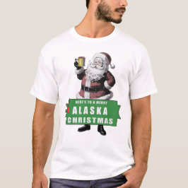 アラスカのクリスマスグリーティング サンタクロース付き Tシャツ