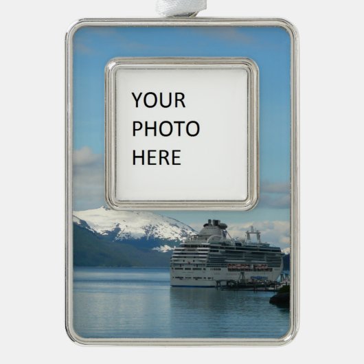 アラスカのクルーズバケーショントラベルフォト シルバープレートフレームオーナメント (正面)