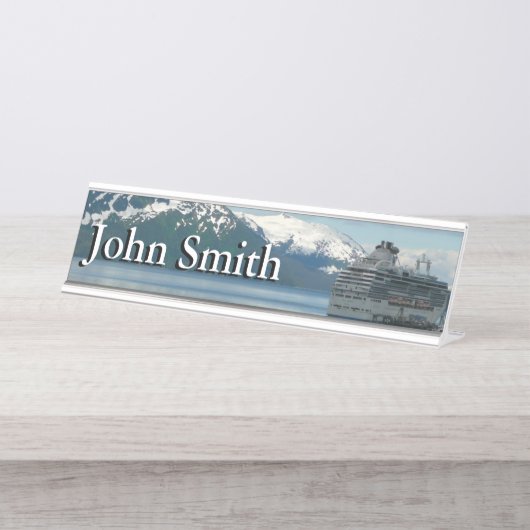 アラスカのクルーズバケーショントラベルフォト デスクネームプレート (正面)