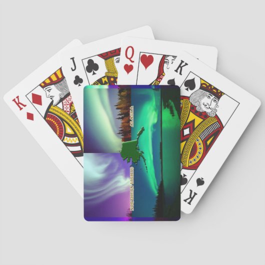 アラスカのコラージュのNorthern Lights トランプ (裏面)