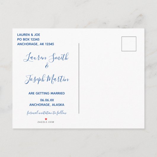 アラスカのシェイプ写真の日付の保存 案内ポストカード (裏面)