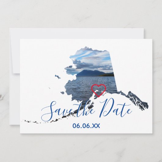 アラスカのシェイプ写真の日付の保存 案内状 (正面)