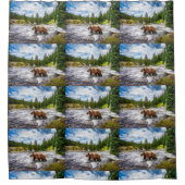 アラスカのシャワーカーテンのグリズリーベア シャワーカーテン (正面)