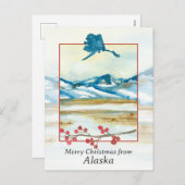 アラスカのツンドラ冬山からのメリークリスマス シーズンポストカード (正面/裏面)