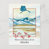 アラスカのツンドラ冬山からのメリークリスマス シーズンポストカード (正面)
