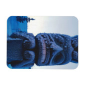 アラスカのトーテムポール冬の夜の写真デザイン マグネット (横)