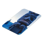 アラスカのトーテムポール冬の夜の写真デザイン マグネット (左側)