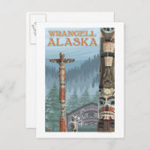 アラスカのトーテムポール – Wrangell Alaska ポストカード (正面/裏面)