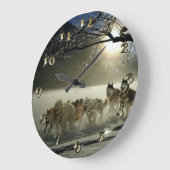 アラスカのハスキーな犬のそりの競争 ラージ壁時計 (傾斜)